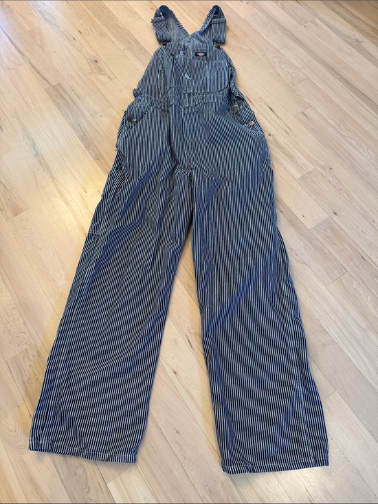 Dickies Pants - Dickies Hickory Stripe Overalls White Blue Striped Denim Bib Conductor-Workwear